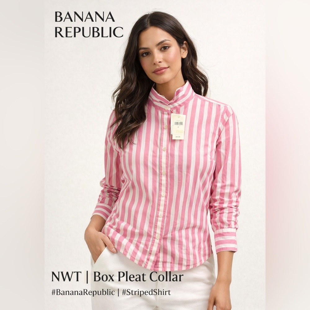Banana Republic Pink & White Stripe Button-Down Shirt | NWT | Size 2